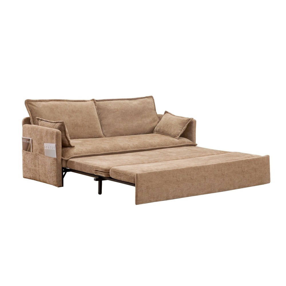 Modern Convertible Sleeper Sofa Bed Loveseat Sofa with Pull Out Bed & USB Ports