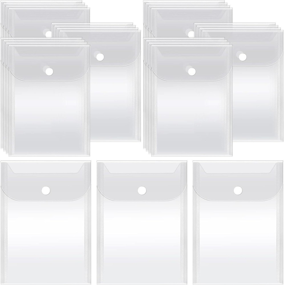 Clear Plastic Storage Pockets - Reusable 40 Pack for Crafts & Documents 5" x 7"