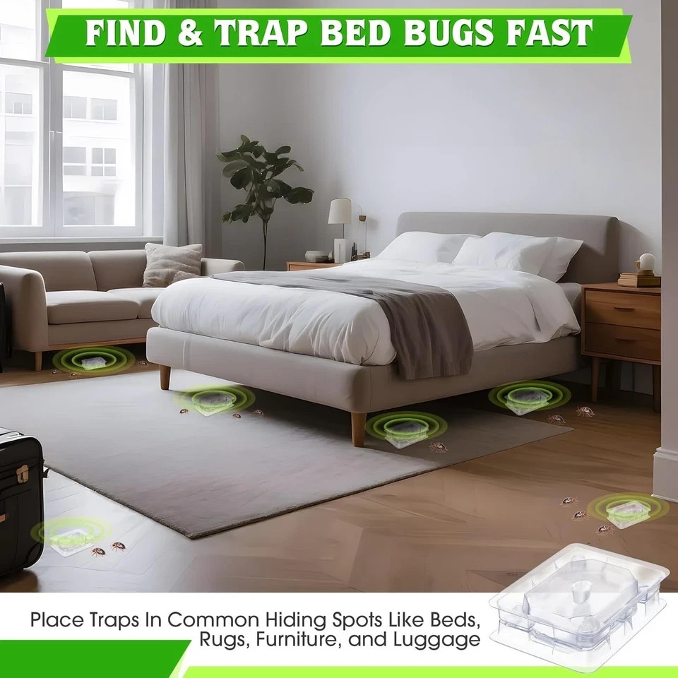 32 PCS Bed Bug Detector Reusable, Bedbug Traps with Strong Glue, Bedbug Intercep