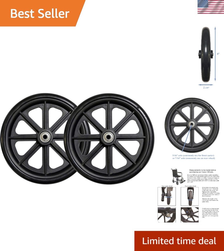 High-Quality 8" Caster Wheel with Solid Rubber Tire for Wheelchairs & Rollators