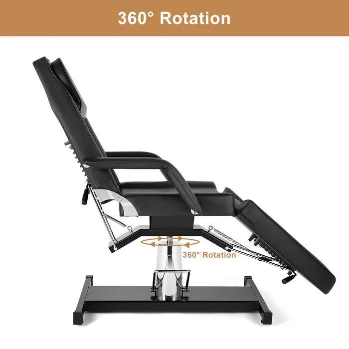 New Hydraulic Tattoo Bed Swivel Aesthetician Chair Adjustable Beauty Bed Black