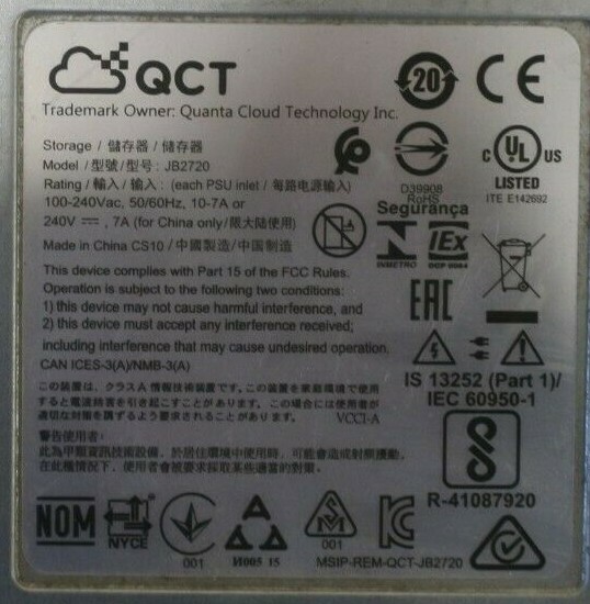 QCT QuantaVault JB2720 Extreme Performance-Density Array 72x 2.5" SATA/SAS SSD