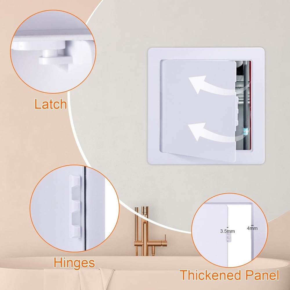 Self-Contained 8x8 Inch Plastic Access Panel - Perfect for Drywall and Ceilings