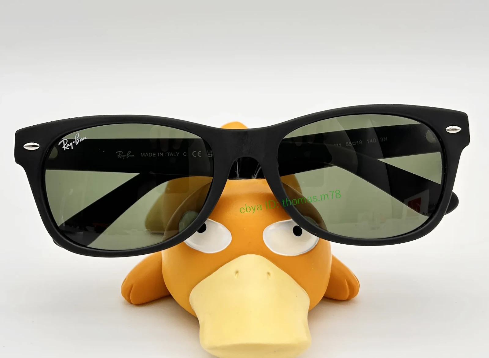 Ray-Ban New Wayfarer RB2132 Sunglasses 55mm Matte Black Frame G-15 Green Lens