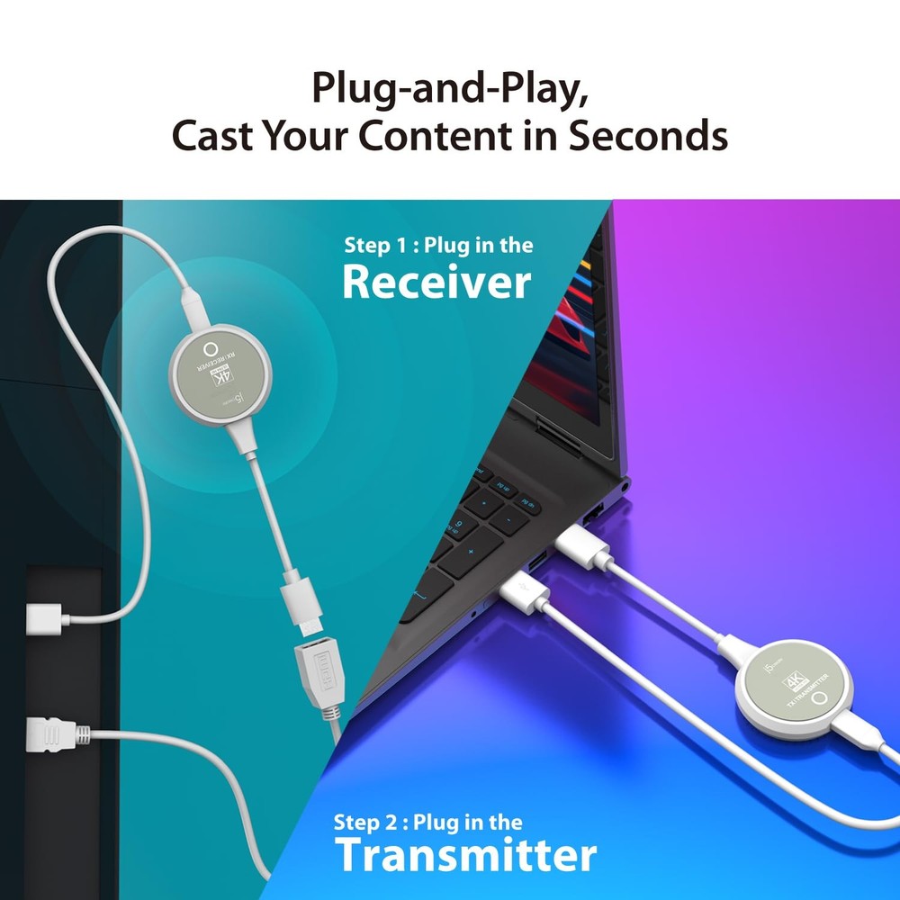 j5create ScreenCast 4K Wireless HDMI Transmitter and Receiver, Wireless HDMI Ext