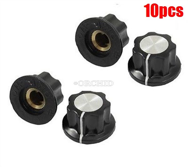 10Pcs Adjustable Turn 24MM6MM Shaft Insert Dia Potentiometer Rotary Knobs ci