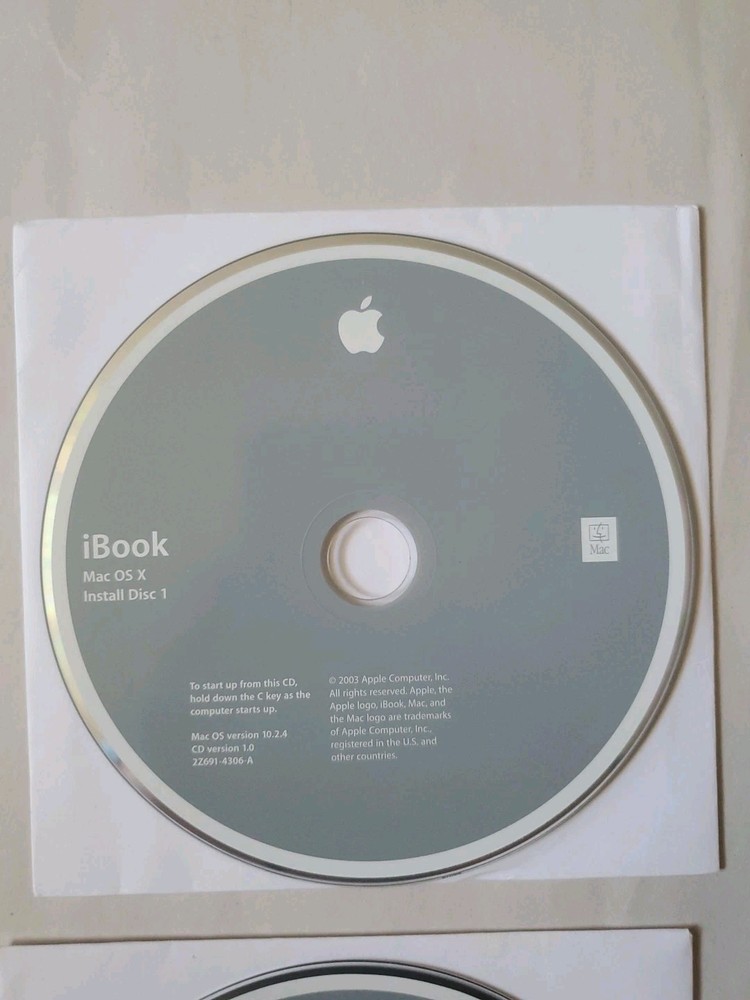 2002 Macintosh iBook Mac OS X 10.2.4 Discs Operating System Install CDs