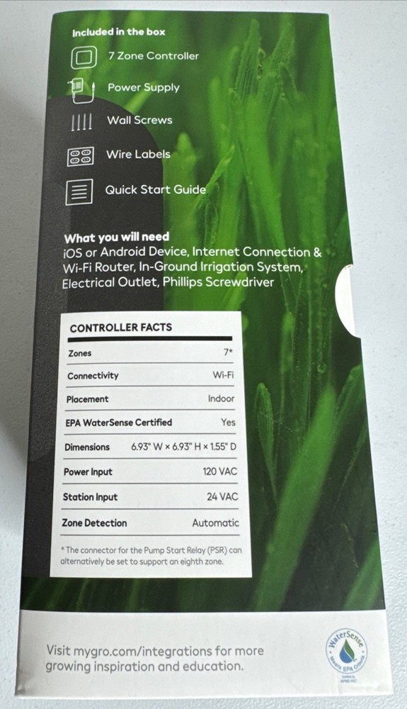 Scotts GRO 7 Smart Timer 7 Zone WiFi Enabled Sprinkler Irrigation Controller NEW