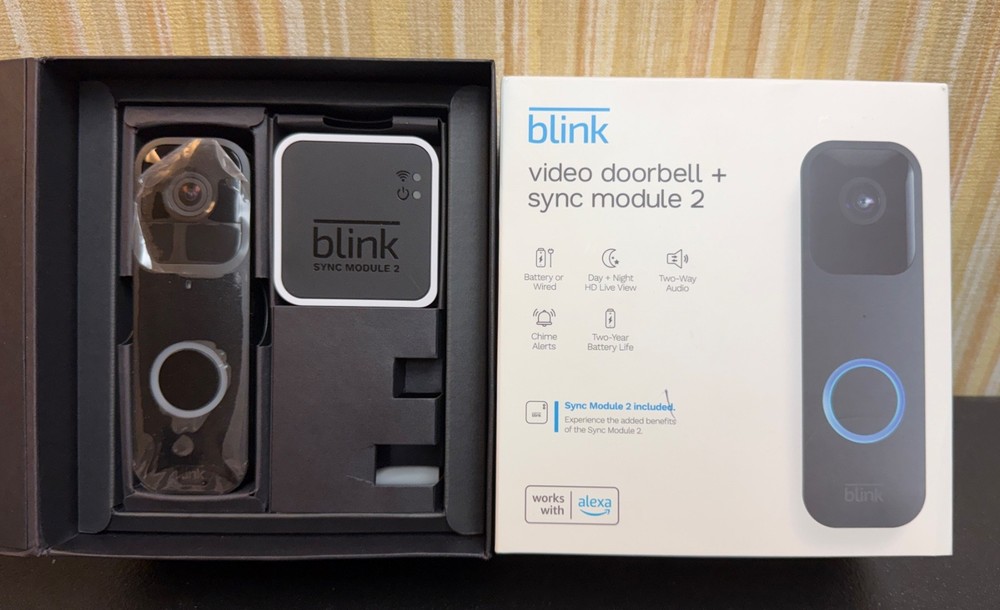 Open Box Blink Video Doorbell Camera + Sync Module 2 BSM00400U