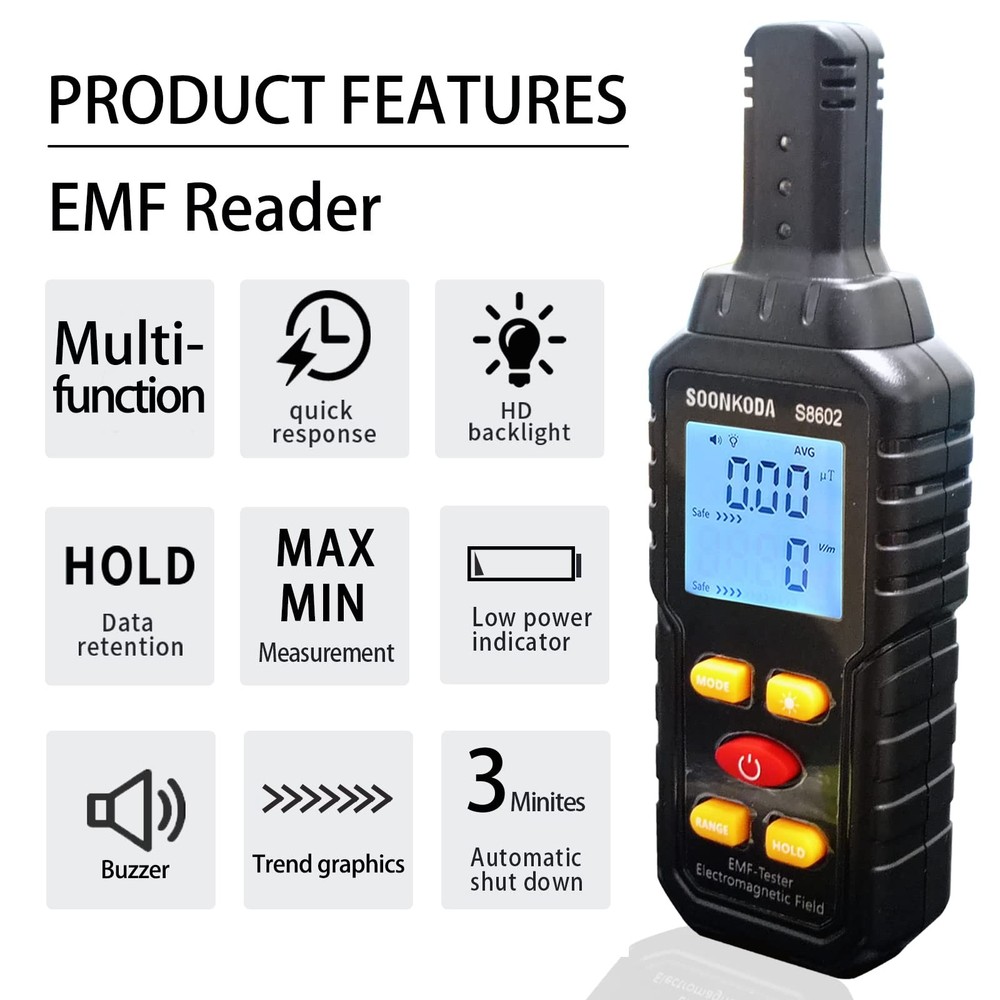 3 in 1 EMF Meter,EMF Reader,Electromagnetic Field Radiation Detector,EMF...