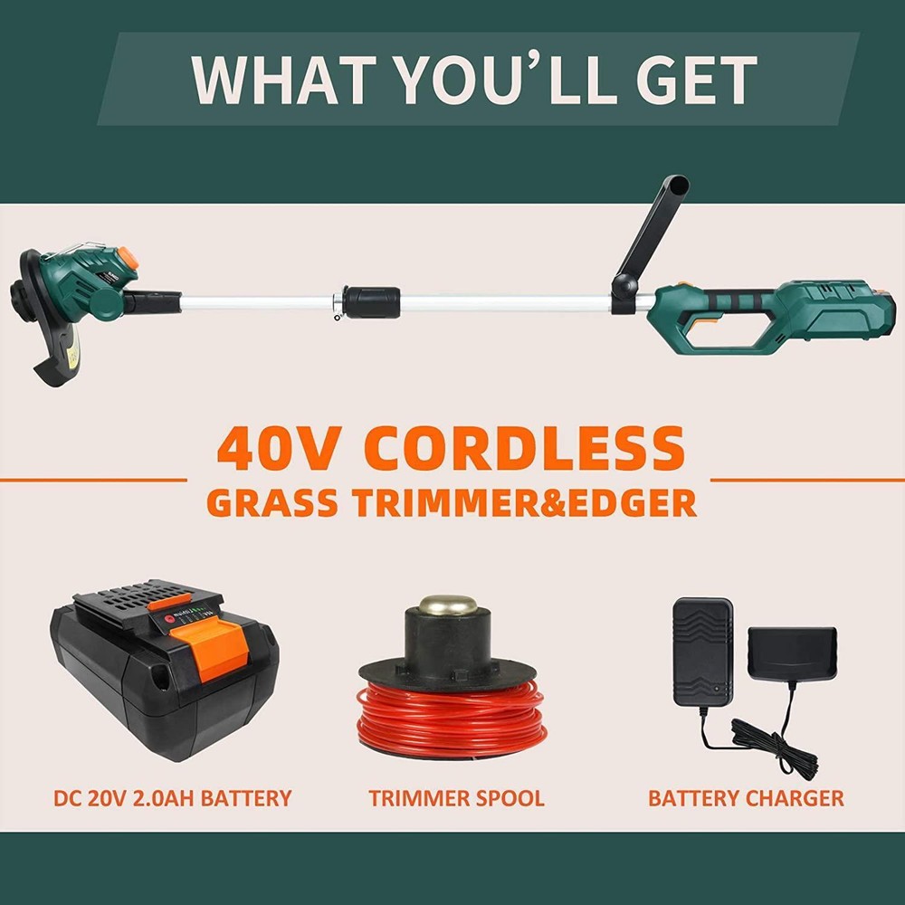 12in 40V Cordless String Trimmer 2 in 1 Cordless Trimmer Edger Lightweight