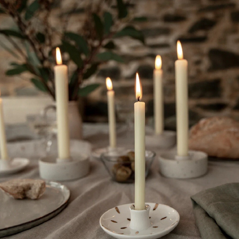 St Eval Sky Gold Brushmarks, 1/2" Candle Holder