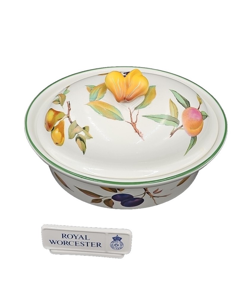 Royal Worcester EVESHAM VALE 2.25qt Oval Deep Casserole MINT Peach Knob