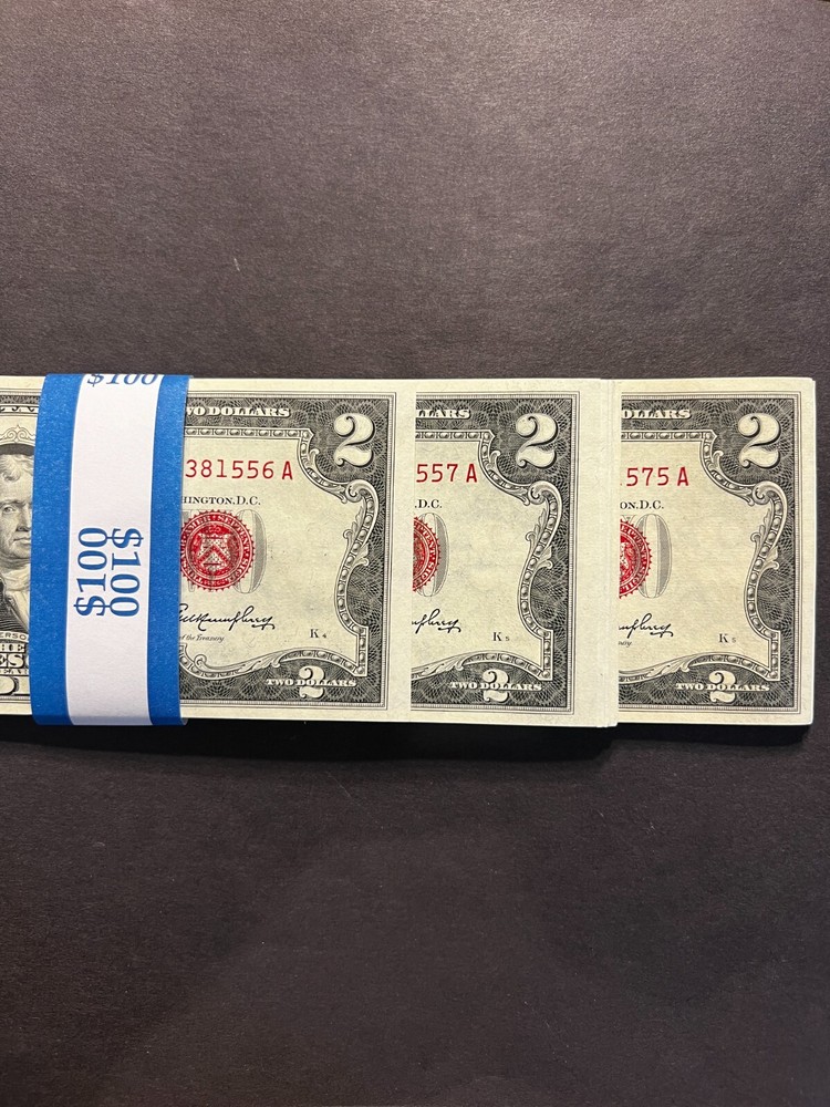 ✯ $2 Red Seal *STAR* Notes UNC ✯ Two Dollar Bill From CU Pack Consecutive✯