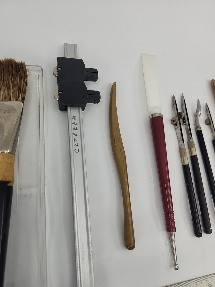 Vintage K&E & Etc Lettering Drafting Ruling Tools Lot Pens Stencils Tips School