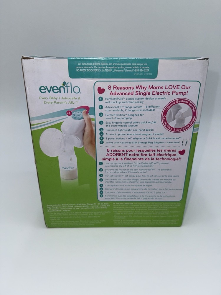 EVENFLO Advanced Single Electric Breast Pump Compact Lightweight Portable