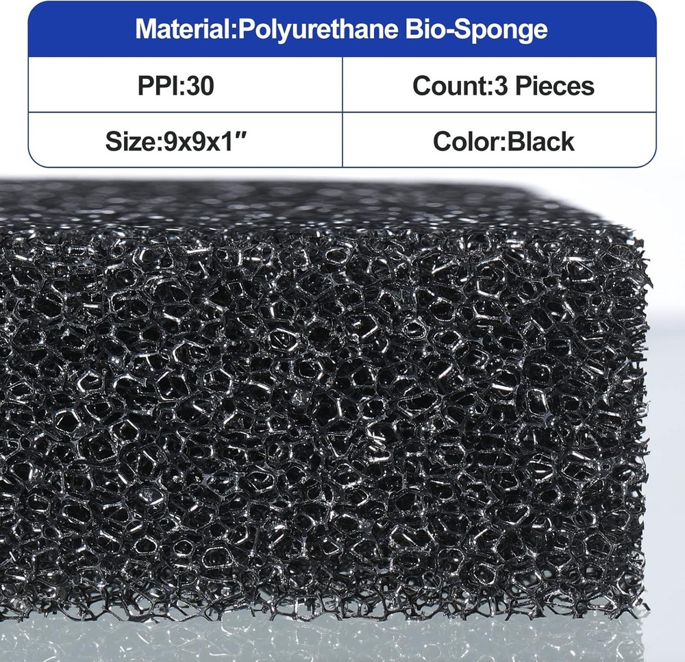 Professional-Grade Aquarium Sponge Filter Pads - 3 Pack for Cleaner Fish Tanks