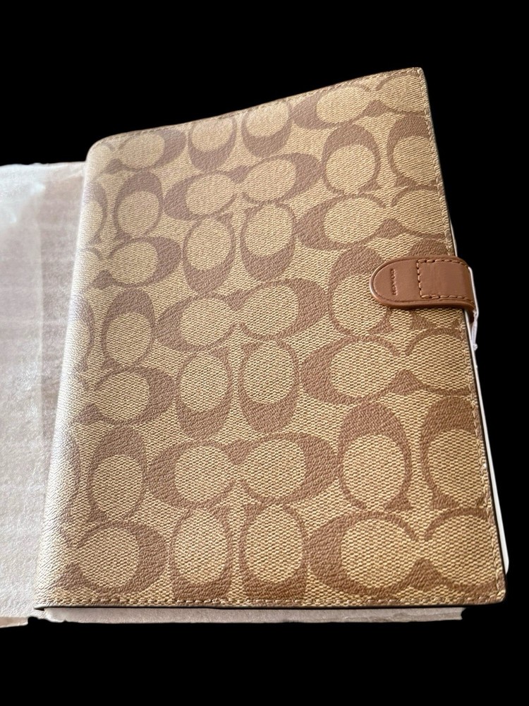 COACH Signature Canvas Notebook, Planner, Journal Khaki