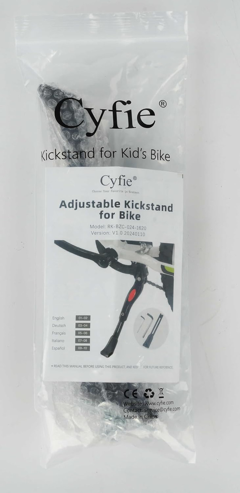 Cyfie Bike Kickstand for 16 18 20 Inch Kids Adjustable Center Mount Bicycle Kick