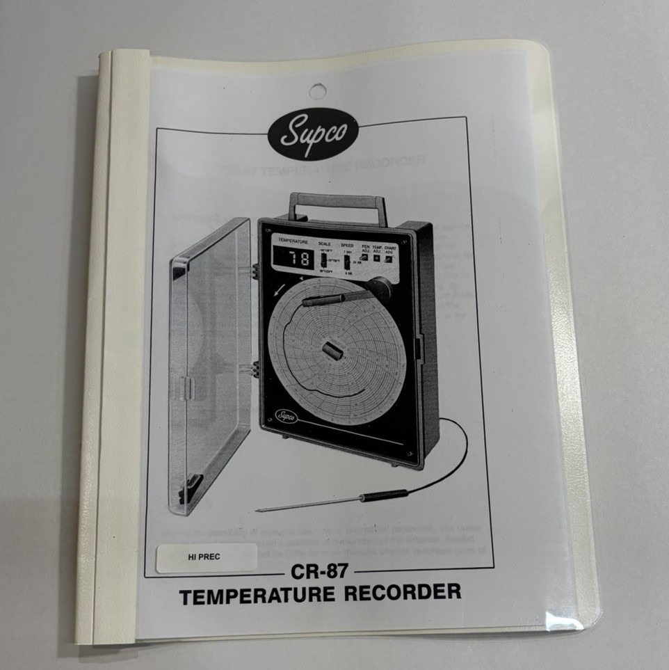 Supco CR-87 Temperature Recorder User Manual Instruction Book Guide Supco CR87