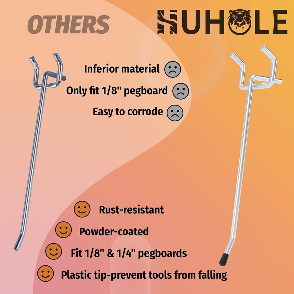 Pegboard Hooks Assortment 49PC, Pegboard Accessories with Pegboard Bins, Gara...