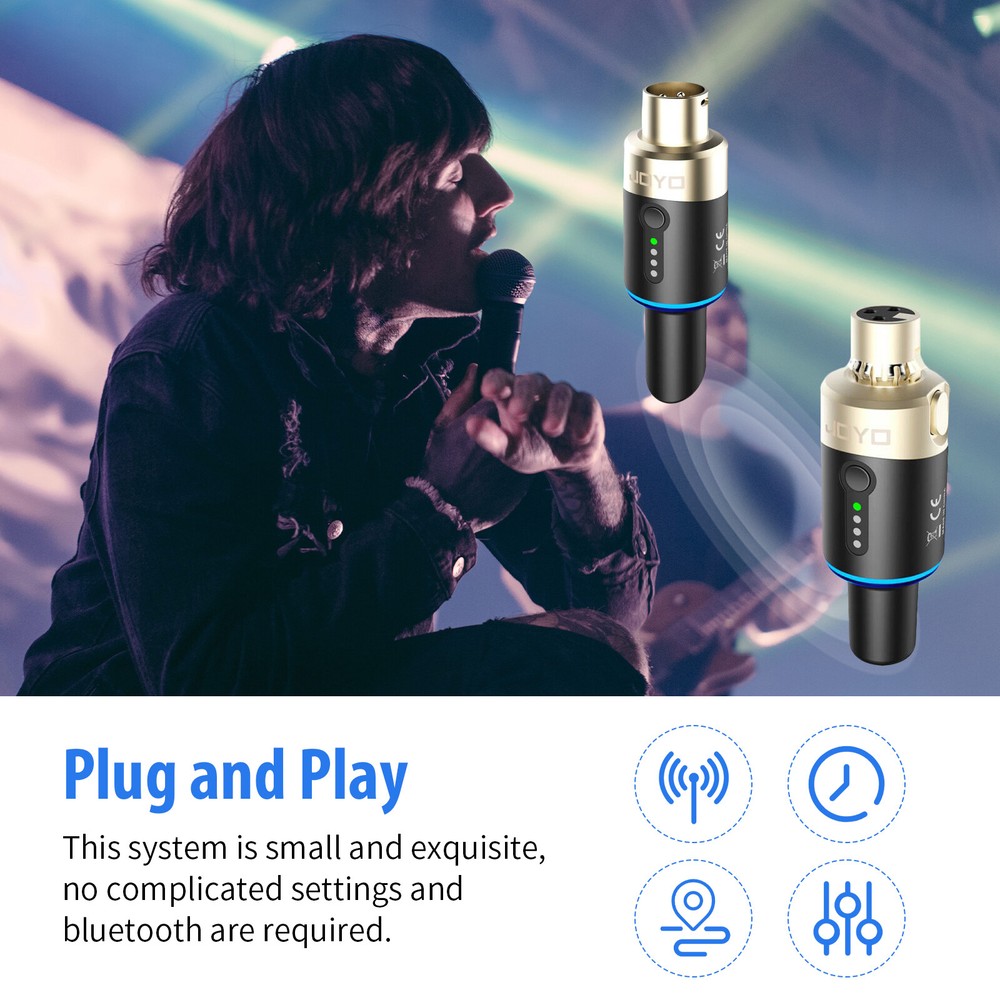 JOYO 5.8GHz Microphone Wireless System Transmitter & Receiver 4 Channels Dynamic
