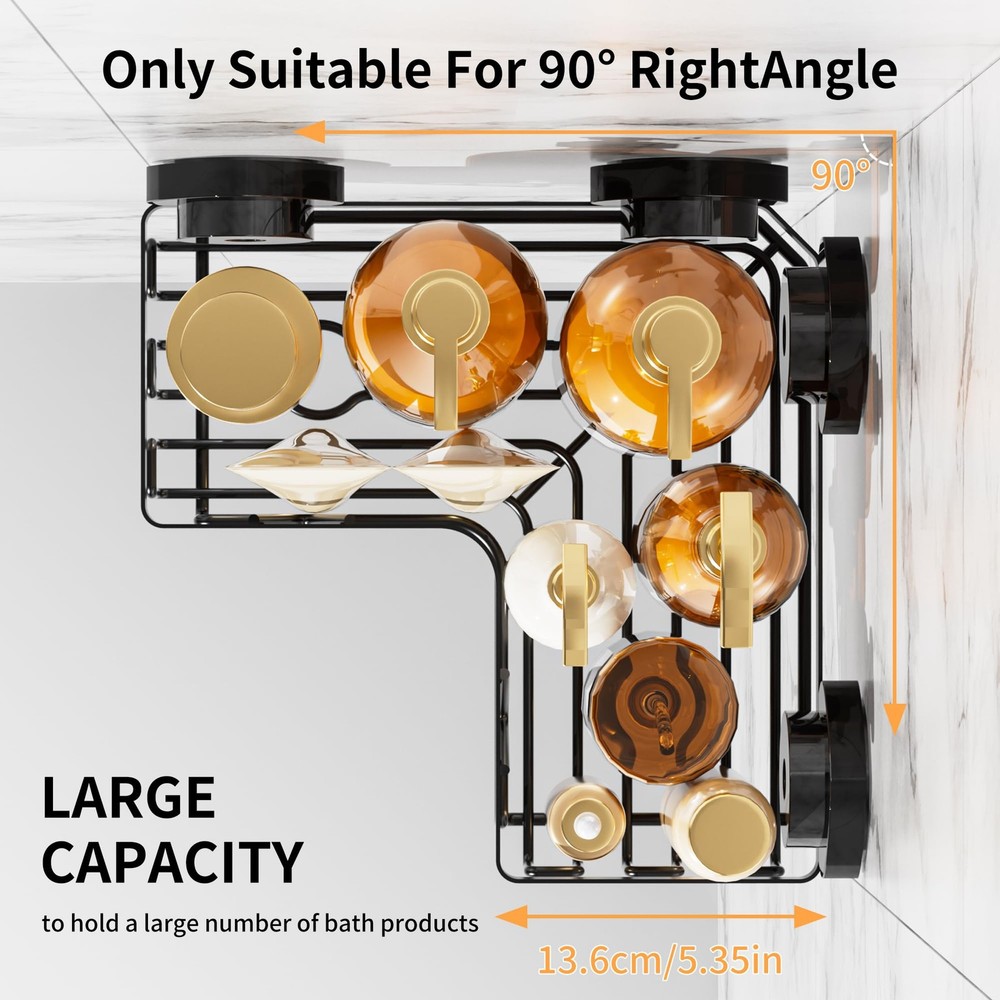 5 Pack Corner Shower Caddy Suction Cup, Large Capacity Bathroom Organizer wit...