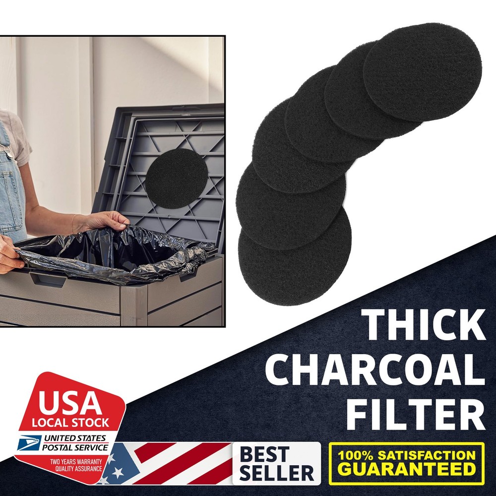 6-Pack Extra Thick Round Charcoal Filters  Trash Can Savior, Blocks Bad Smells