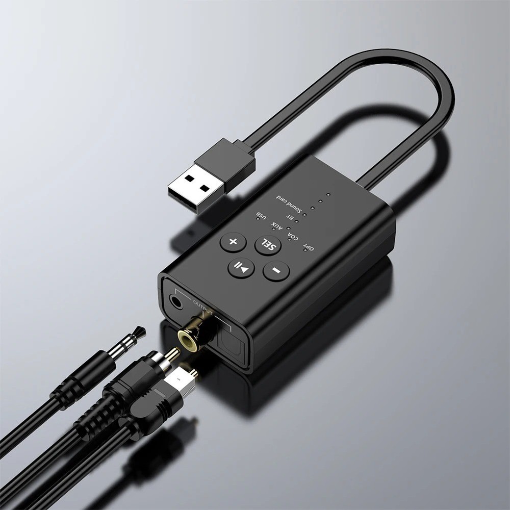 New 2in1 BT5.2 Wireless Audio Receiver USB Sound Card for Win7 8 10 XP Linux Mac