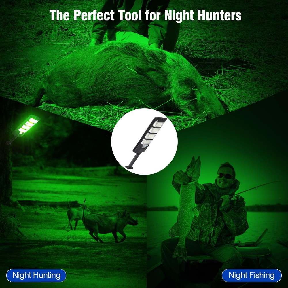Hog Light 12000LM Solar Green with Remote Motion Sensor Waterproof 1 Pack
