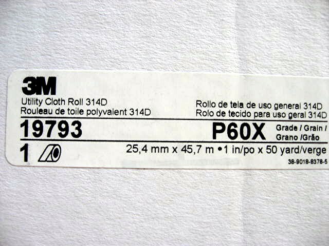 3M Utility Cloth Roll 314D 1 in x 50 yd P60X Grain #19793 Aluminum Oxide