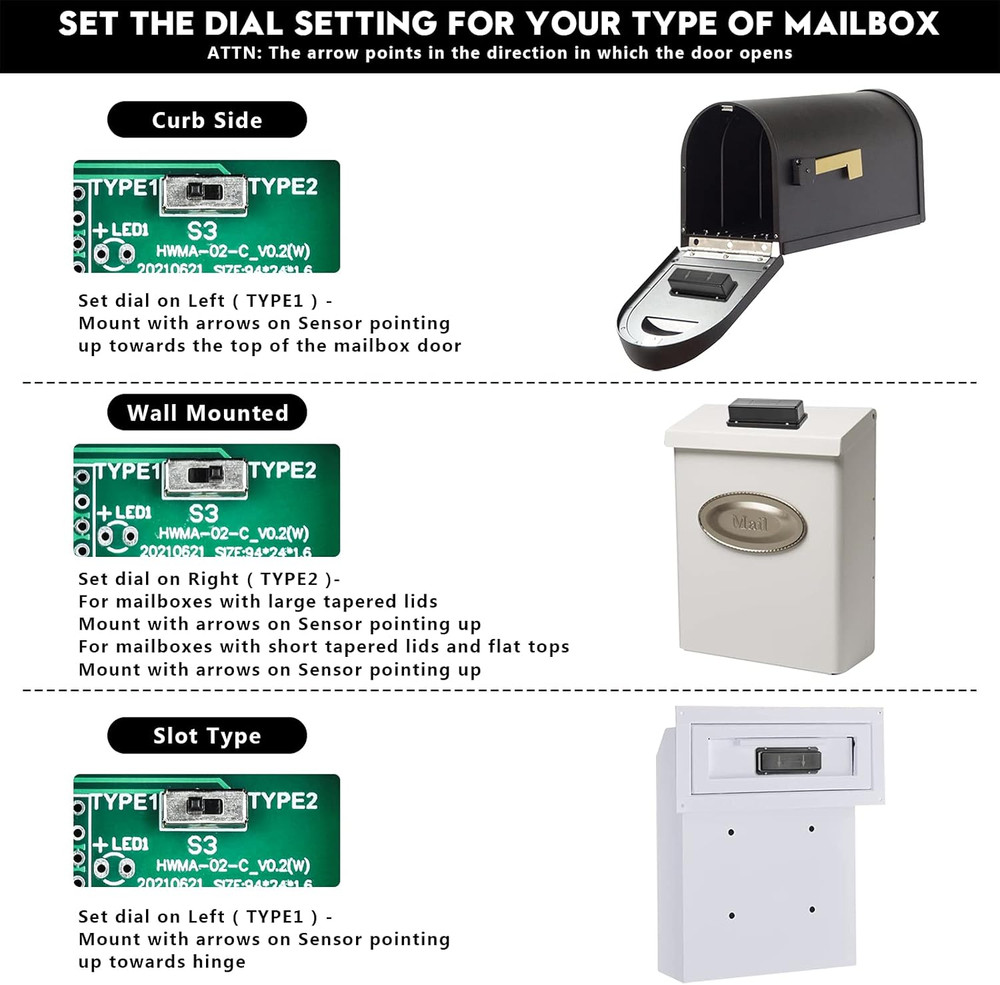 Mailbox Alarm, Wireless, Battery Powered, White, 500Ft Range, LED Flash & Sound