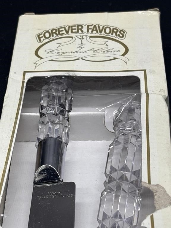 1 WEDDING Cake Knife & 1 Cake Server With Clear Handles
