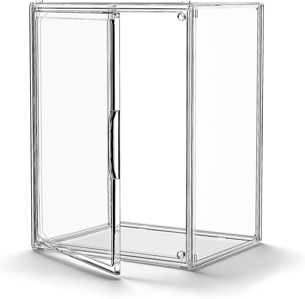 Clear Acrylic Display Case, Stackable Plastic Storage Bins with Lids, Large D...