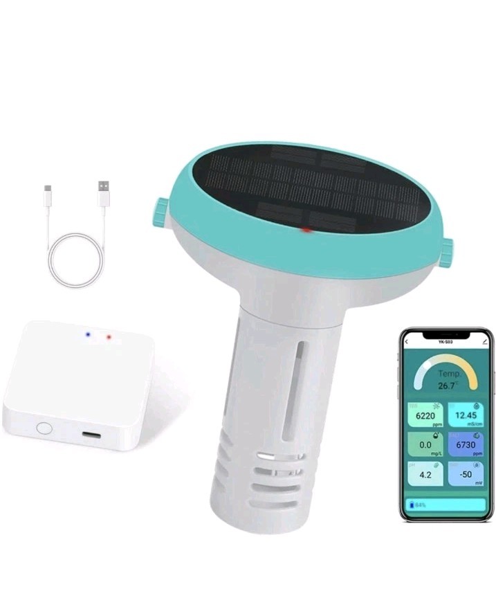 Solar & WiFi Digital Pool Water Tester Smart Floating Monitor - Spa & Hot Tub