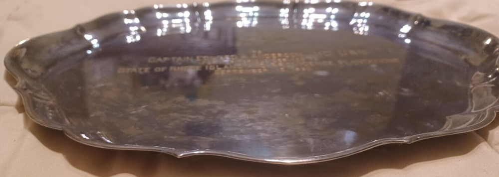 GORHAM SILVER PLATE Monogrammed PLATTER TRAY US NAVY 1960 Captain YC685