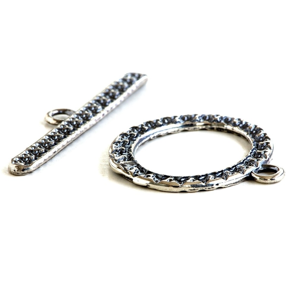 Textured Oval Toggle Clasp 43511 (1) Silver Plated 19mm