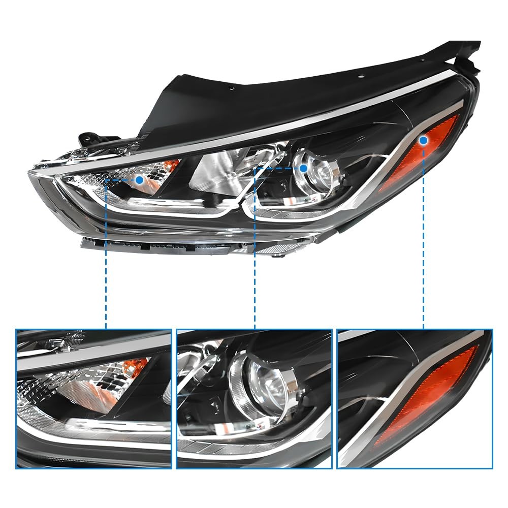 2018 2019 Sonata Halogen Headlight Assembly Chrome Housing Left Driver Side
