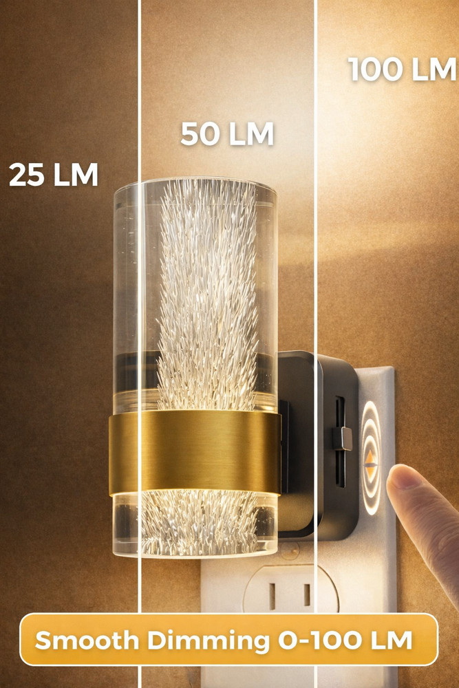 LED Night Light,Dimmable Night Lights Plug into Wall, 2 Pack Acrylic Nightlight