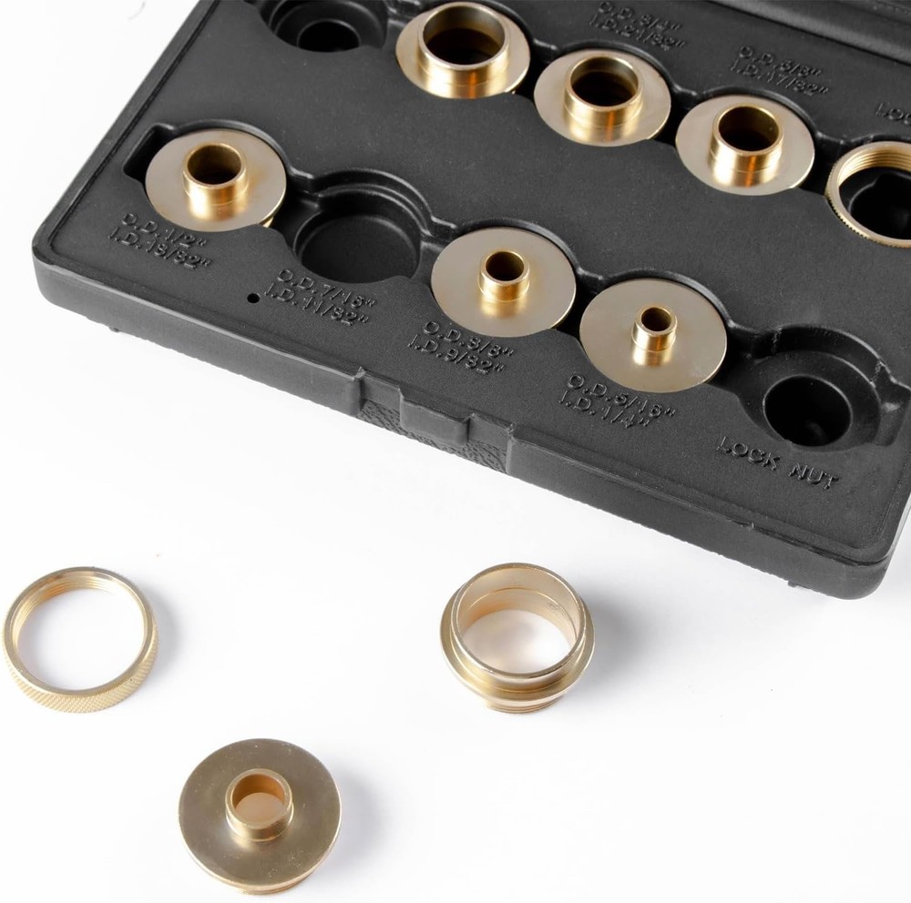 Versatile Brass Router Template Kit with 8 Bushing Sizes & Carrying Case