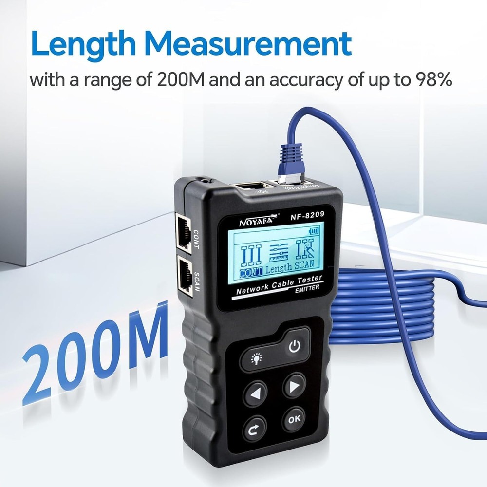 Multi-Cable Tester for Ethernet with Length Measurement and Continuity