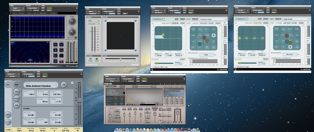 Protools 10, Apogee 192 AD & Big Ben Clock, TC Electronic Powercore 4, Mac