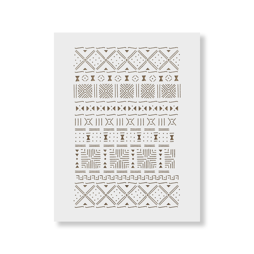 Mud Cloth Pattern Wall Stencil - Durable & Reusable Mylar Stencils