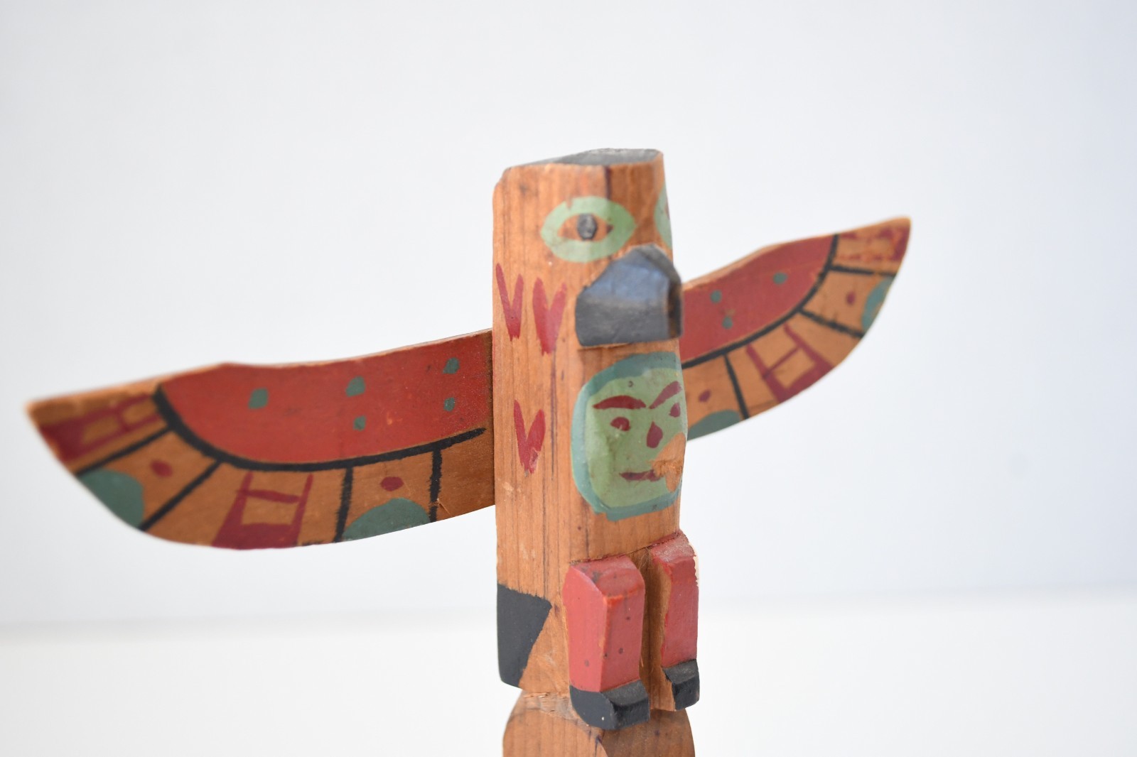 Vintage Alaska PWC Cedar Totem Pole "Eagle Human Orca" 1930's 7x5
