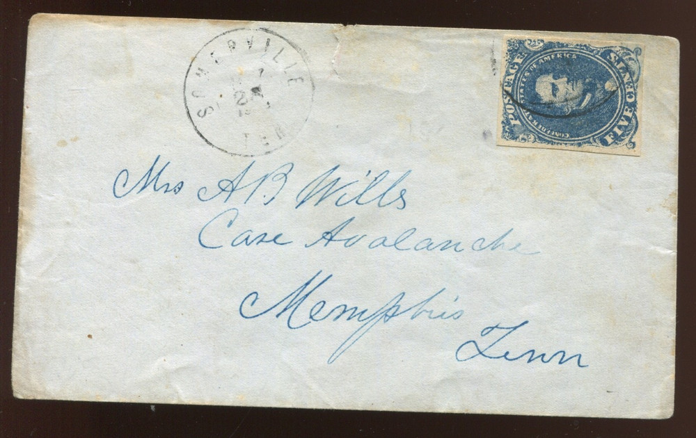Confederate States 4a on Cover Somerville to Memphis TN w/PF Cert  MV222