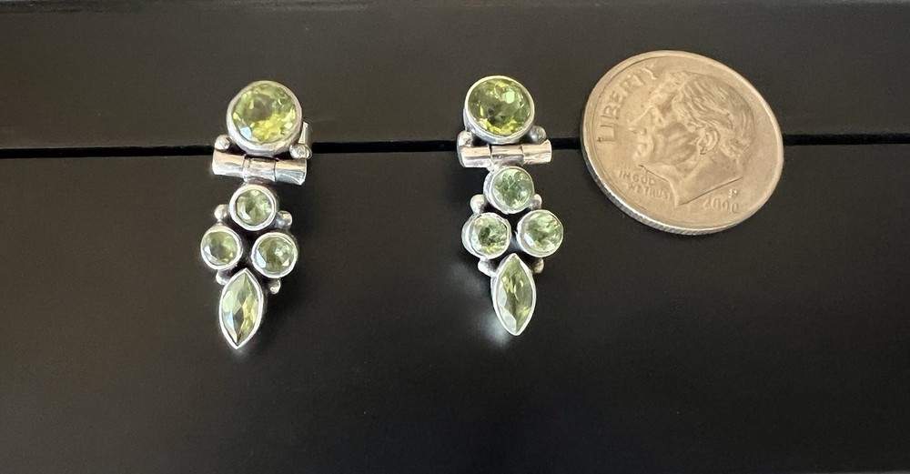 Multistone Peridot Drop Earrings Sterling Silver