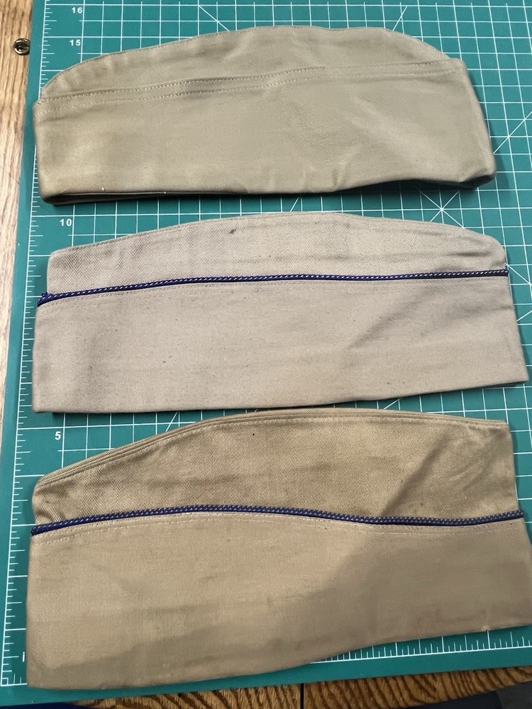 WWII Overseas Khaki Caps X3