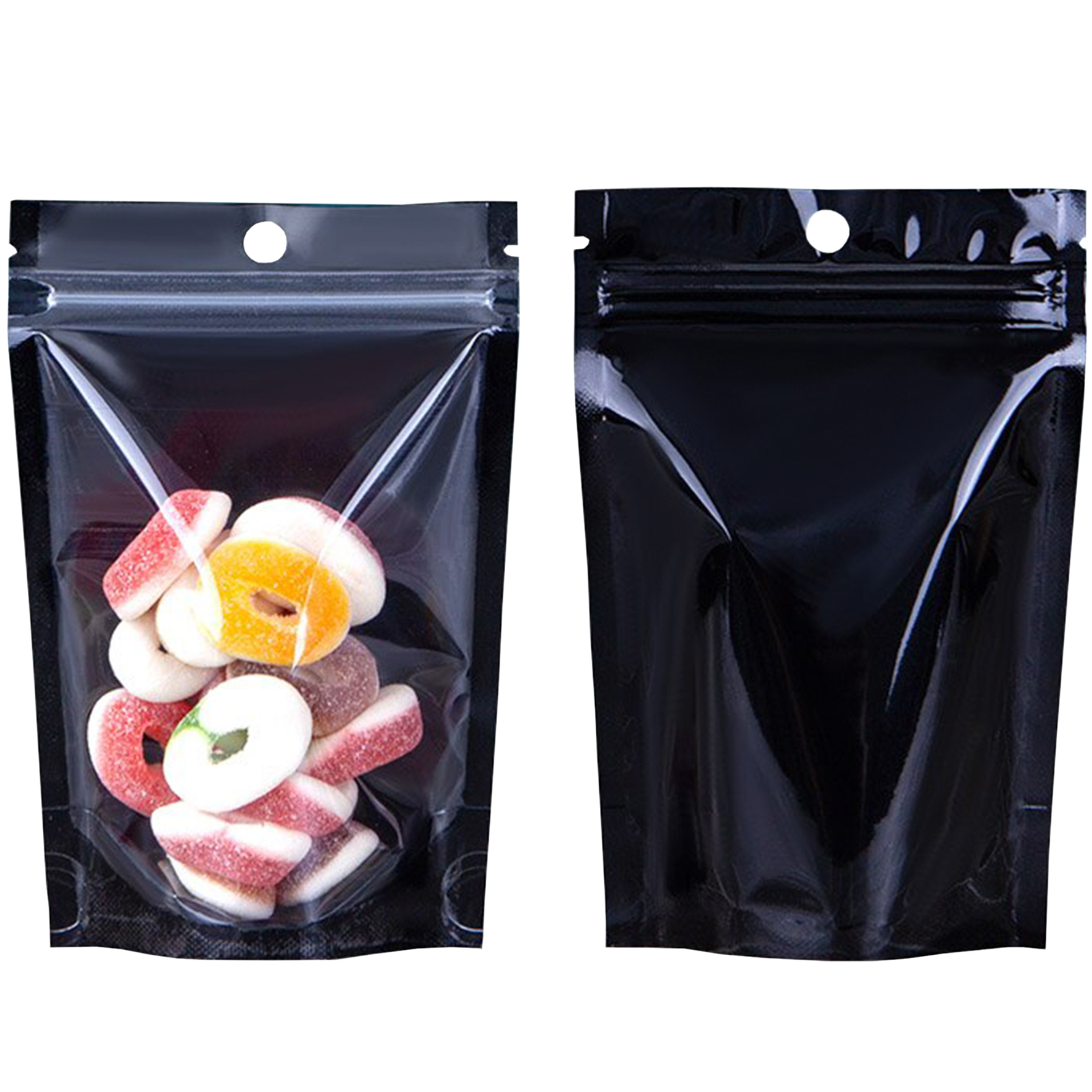 50/100/500 Black Mylar Foil Clear Window Resealable Stand Up Bags Zipper Pouch