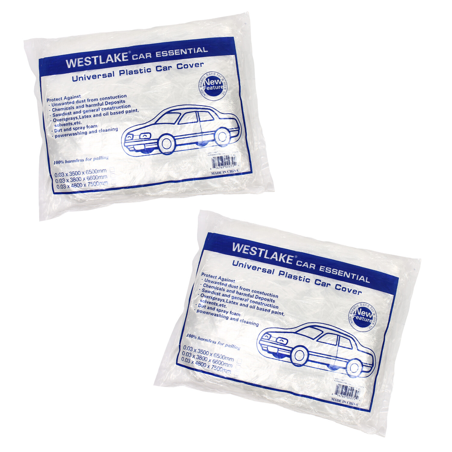 5 PACK Clear Plastic Disposable Car Cover Temporary Universal Rain Dust Garage