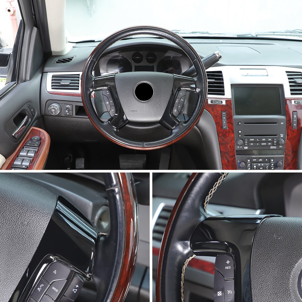 ABS Gloss Black Steering Wheel Button Frame Cover For Cadillac Escalade 2007-14